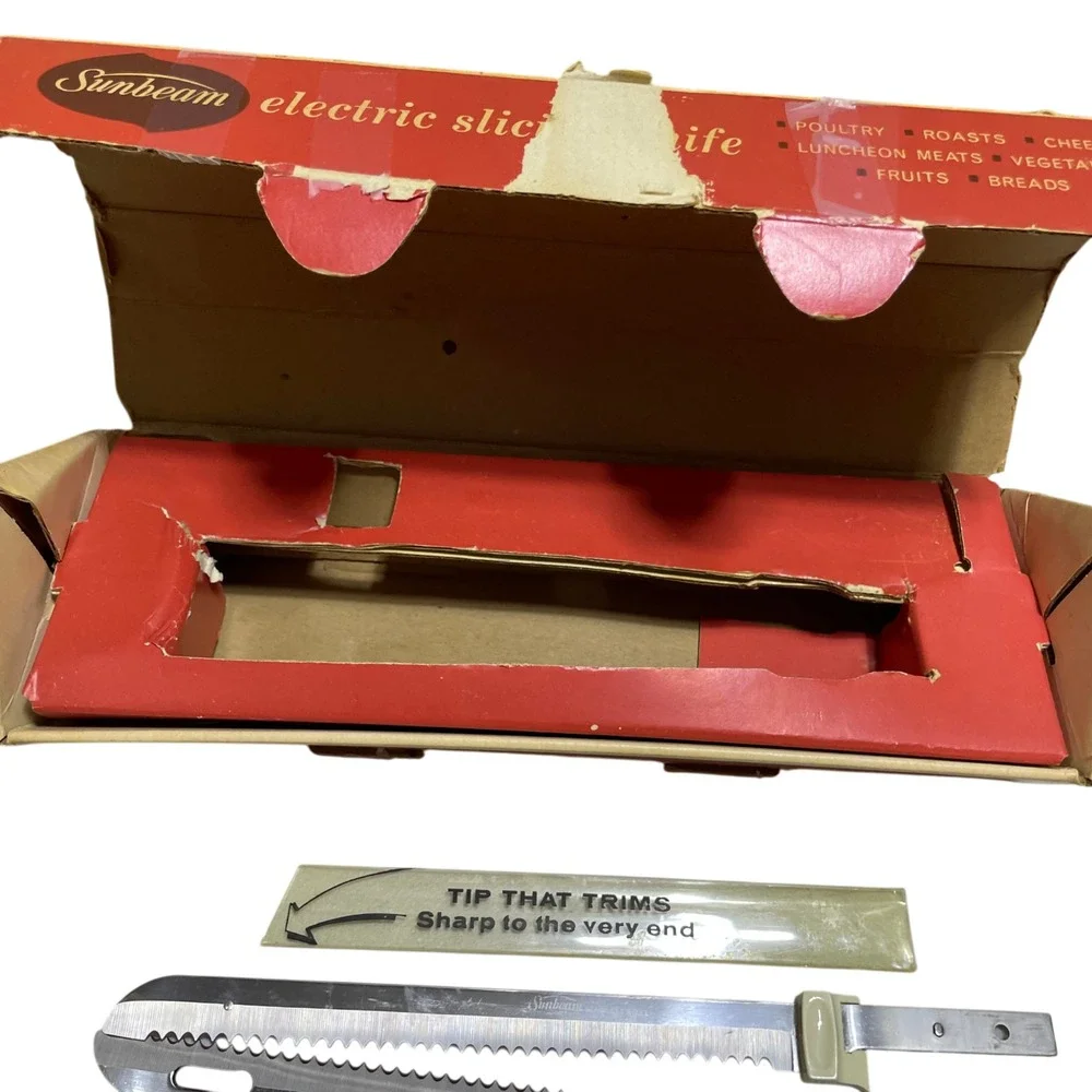 Sunbeam Electric Slicing Knife Retro Vintage EK-100 Beige Corded Works